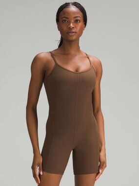 Lululemon Ribbed Contoured Unitard Romper Jumpsuit 6" Java Brown Size 6